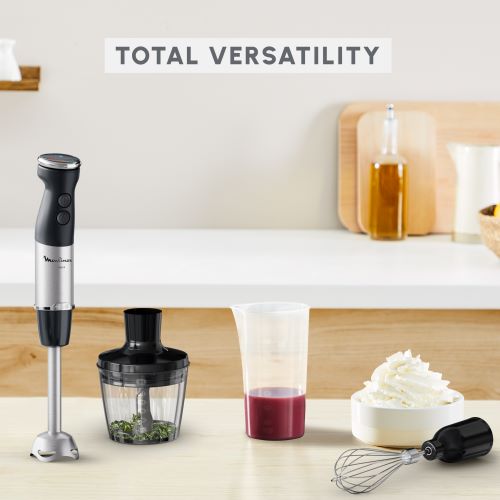 Moulinex Quickchef+, Hand Blender, 1000W, Chopper 500ML, Beaker 800ML, 3IN1, 20 Speeds, Stainless Steel Foot&nbsp;- DD673810